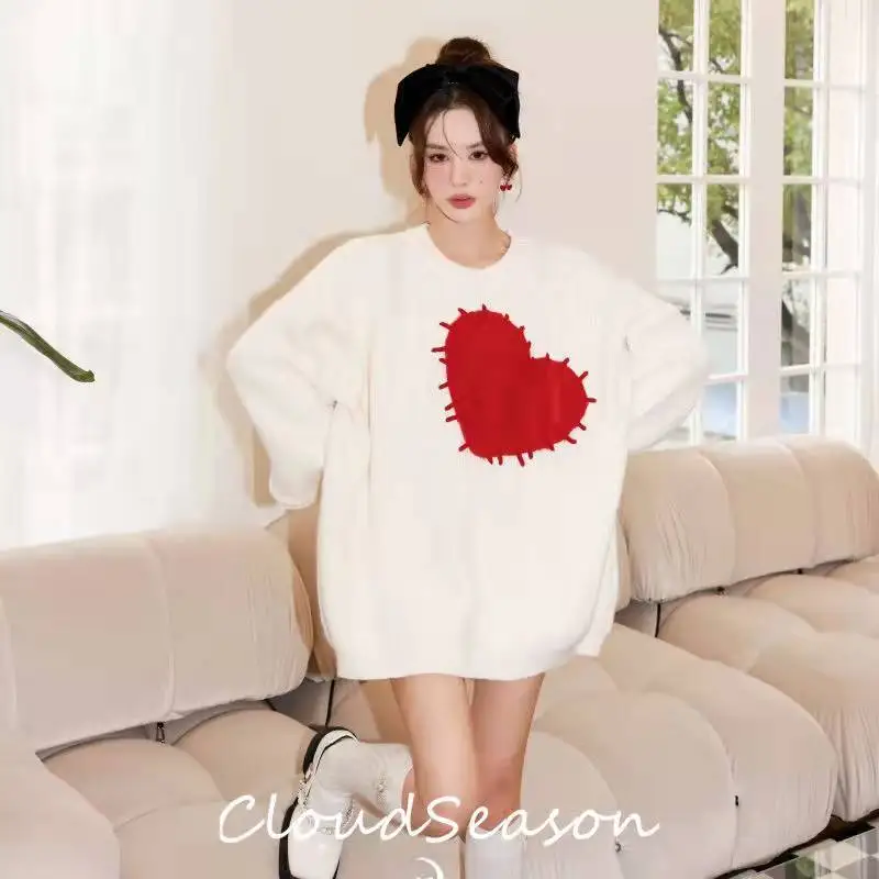 Casual retro senior pullovers love knit sweater female autumn and winter loose wind unique soft o neck pullover sweater top
Casual retro senior pullovers love knit sweater female autumn and winter loose wind unique soft o neck pullover sweater top
