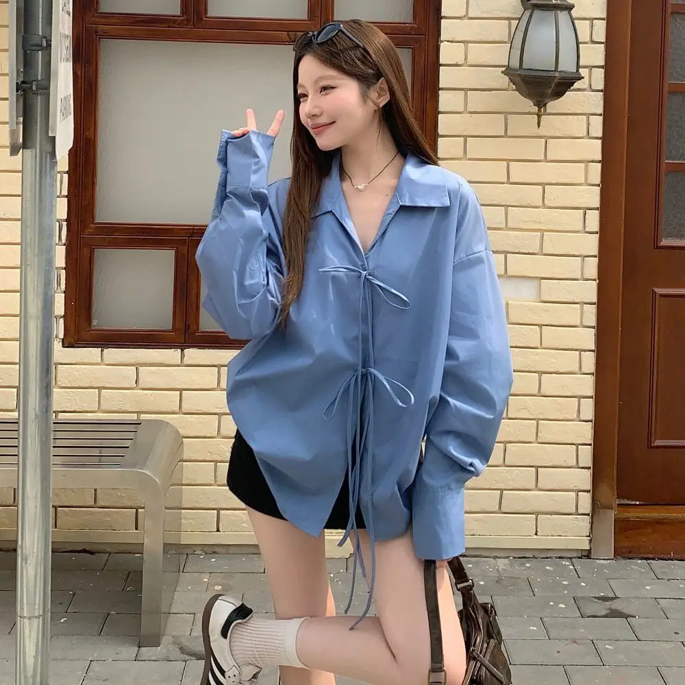 Blue Bow Lapel Tie Long Sleeve Women's 2026 New Loose Design Sunscreen Shirt
Blue Bow Lapel Tie Long Sleeve Women's 2026 New Loose Design Sunscreen Shirt