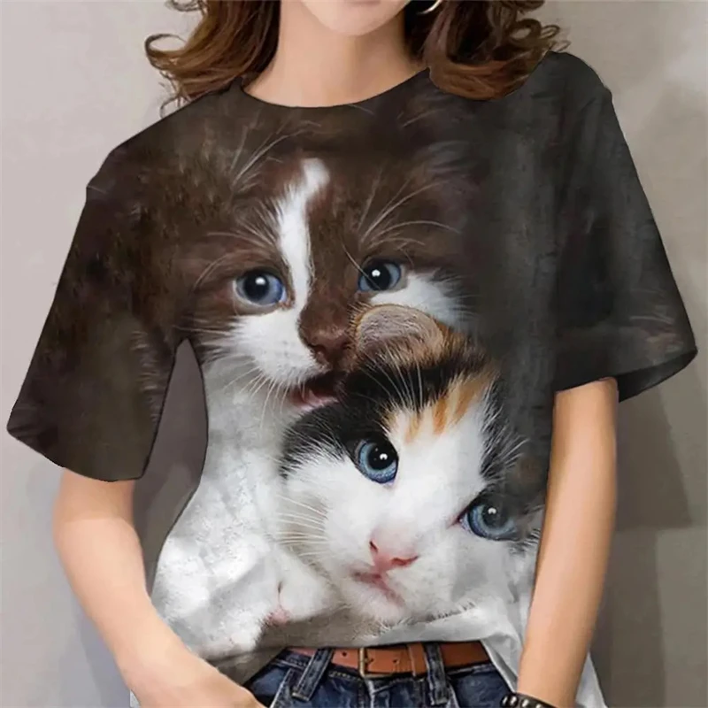 Summer New Women's T Shirts Funny 3D Kawaii Cat Print T-shirt Harajuku Girls Short Sleeve Street y2k Tops Daily Loose Clothing
Summer New Women's T Shirts Funny 3D Kawaii Cat Print T-shirt Harajuku Girls Short Sleeve Street y2k Tops Daily Loose Clothing