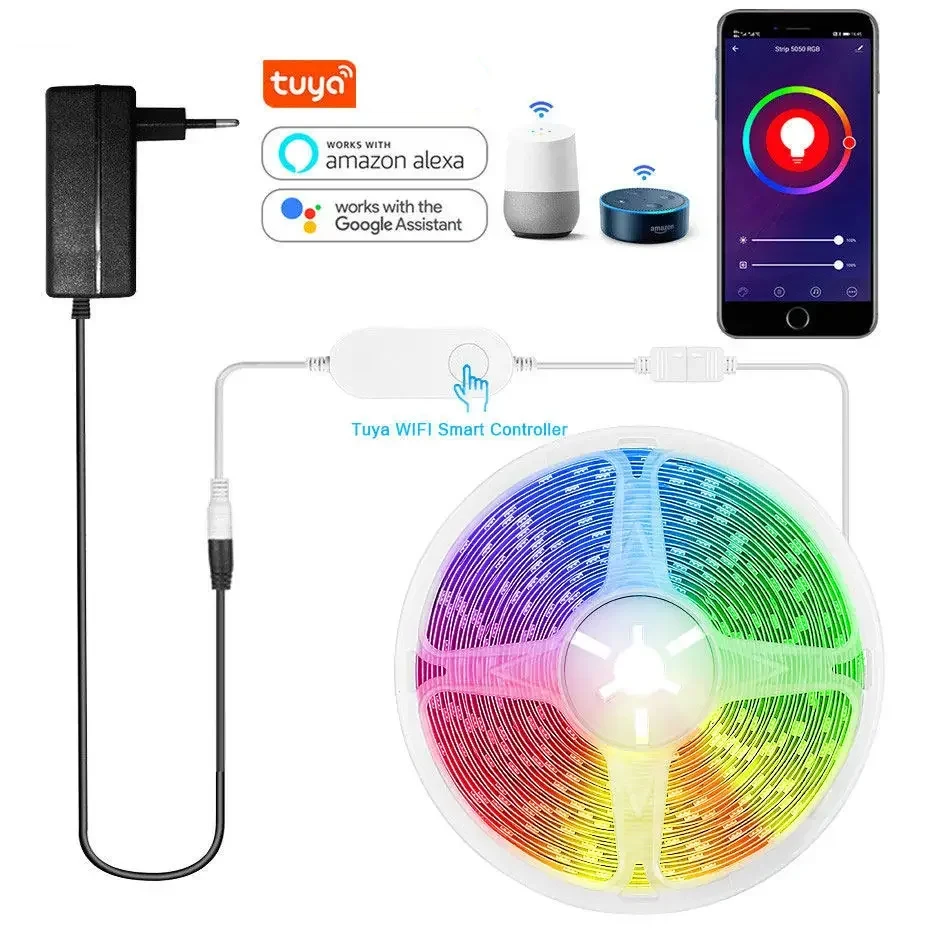 Светодиодная лампа 12 В 5050RGB с управлением через приложение Tuya Smart Life, Wi-Fi контроллер, 30 светодиодов/м, гибкая лампа с Alexa Google Home
Светодиодная лампа 12 В 5050RGB с управлением через приложение Tuya Smart Life, Wi-Fi контроллер, 30 светодиодов/м, гибкая лампа с Alexa Google Home