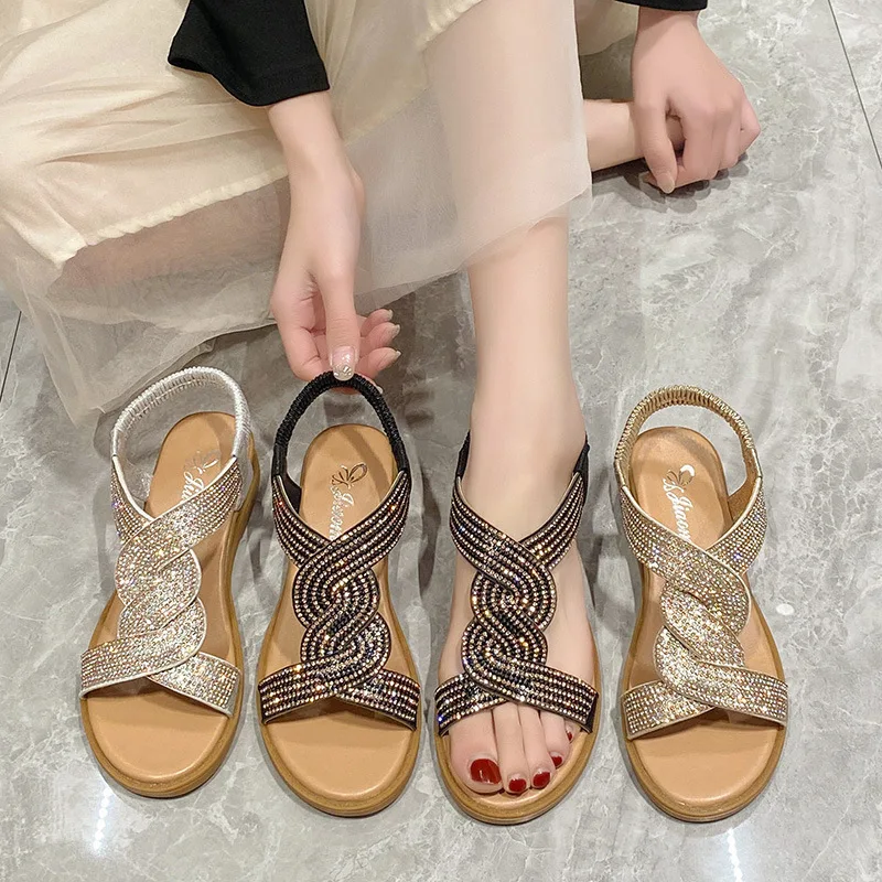 New Fashion Flat Woman Sandals Shoes Round Toe Summer Shoes Women Heel Diamond Decoration Slip Big Size 35-42 Sandals Women
New Fashion Flat Woman Sandals Shoes Round Toe Summer Shoes Women Heel Diamond Decoration Slip Big Size 35-42 Sandals Women