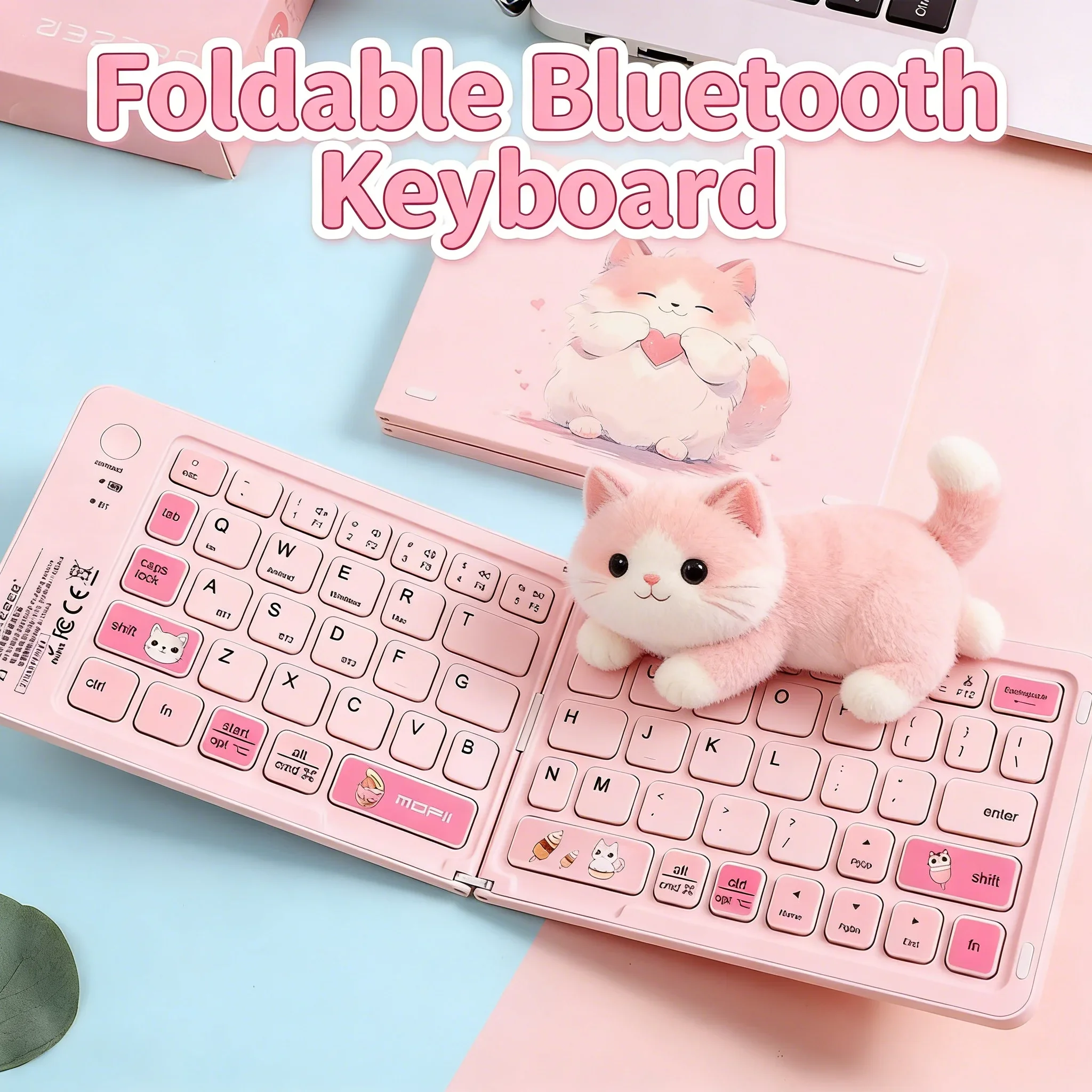 Cute Foldable Mini Bluetooth Keyboard Cartoon Cat Design Rechargeable 67 Slim Quiet Keys Portable Compact for iPad iPhone Mac
Cute Foldable Mini Bluetooth Keyboard Cartoon Cat Design Rechargeable 67 Slim Quiet Keys Portable Compact for iPad iPhone Mac