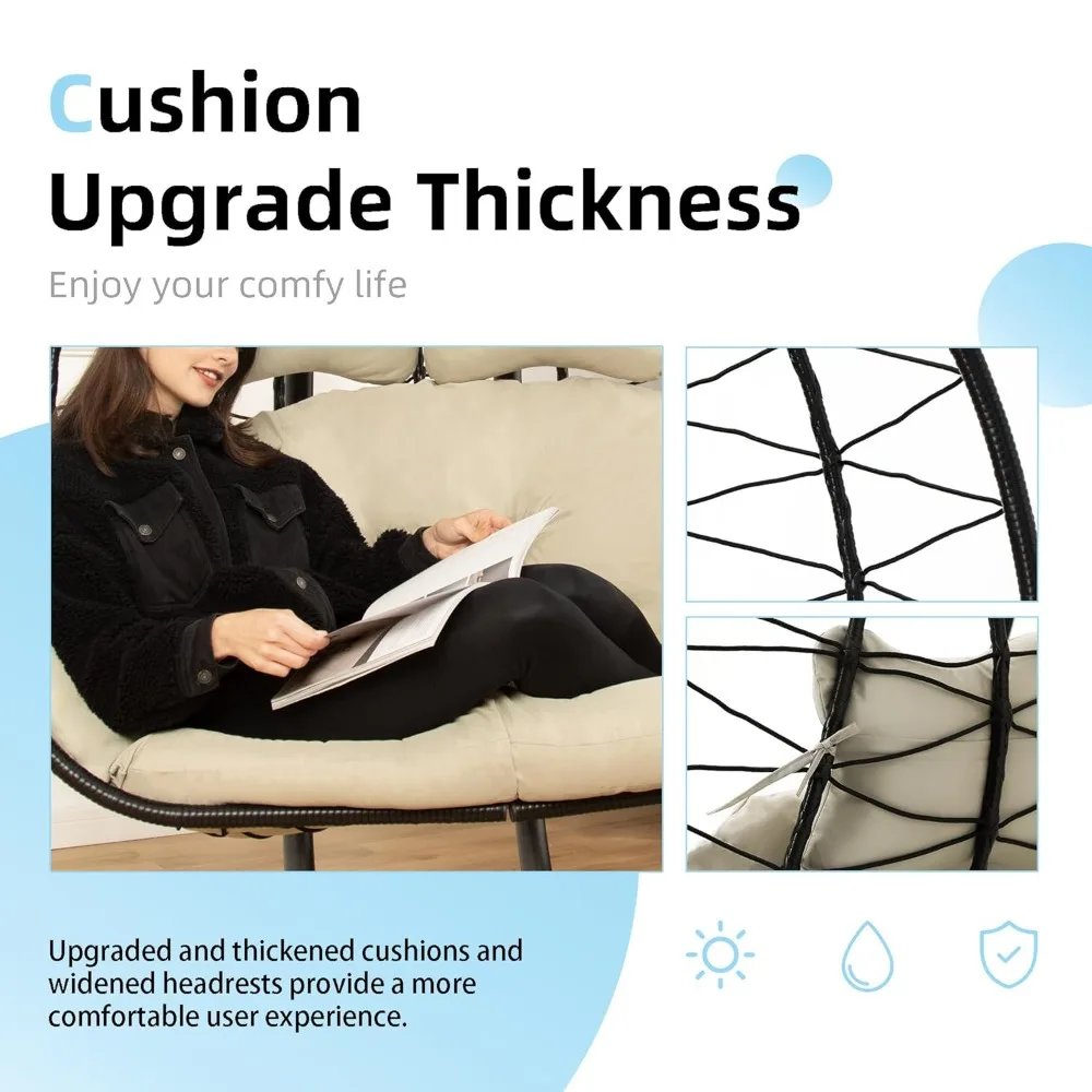 Double Egg Chair with Stand Hammock Swing Chair Foldable Hanging Loveseat, UV Resistant Removable Cushions, 700LBS, Customized
Double Egg Chair with Stand Hammock Swing Chair Foldable Hanging Loveseat, UV Resistant Removable Cushions, 700LBS, Customized