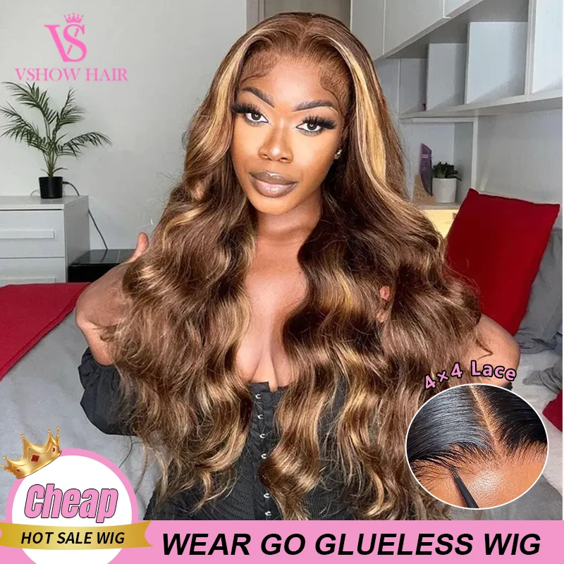 VSHOW Body Wave Highlight Wig 100% Human hair wigs P4/27 4x4 HD Lace Glueless Wig Pre Plucked Wear and Go Wig For Woman
VSHOW Body Wave Highlight Wig 100% Human hair wigs P4/27 4x4 HD Lace Glueless Wig Pre Plucked Wear and Go Wig For Woman
