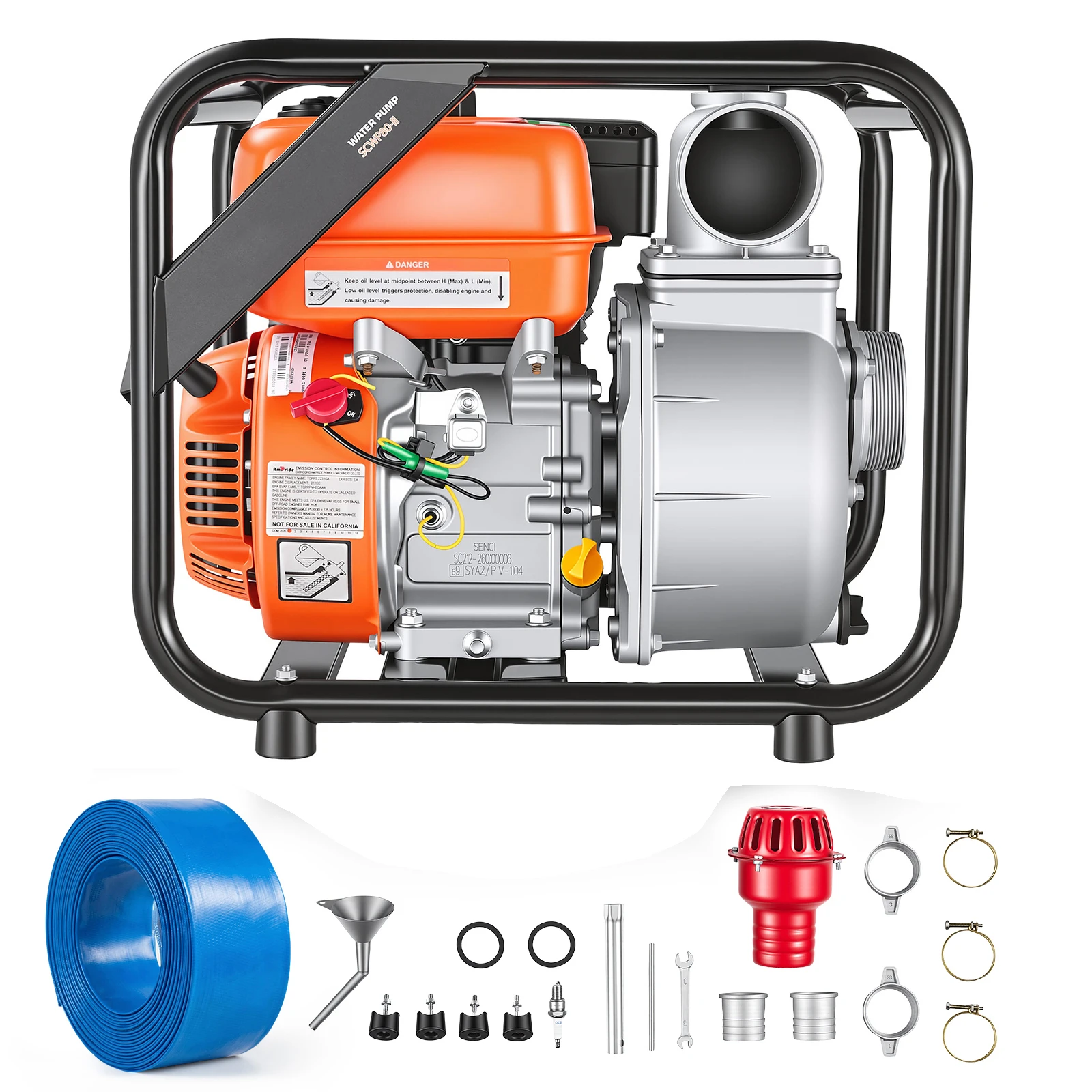 SucceBuy Gas Powered Water Pump 3in 242GPM 7HP Semi Trash Water Transfer Pump Gasoline Engine with 25ft Discharge Hose for Ponds
SucceBuy Gas Powered Water Pump 3in 242GPM 7HP Semi Trash Water Transfer Pump Gasoline Engine with 25ft Discharge Hose for Ponds