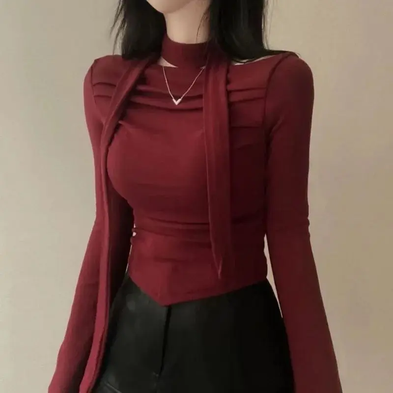 Sexy One-Shoulder Scarf Long Sleeve T-Shirt Women's Short Cleanfit Style Other Material 100% Linen A-Line Sleeve Ladies Top
Sexy One-Shoulder Scarf Long Sleeve T-Shirt Women's Short Cleanfit Style Other Material 100% Linen A-Line Sleeve Ladies Top