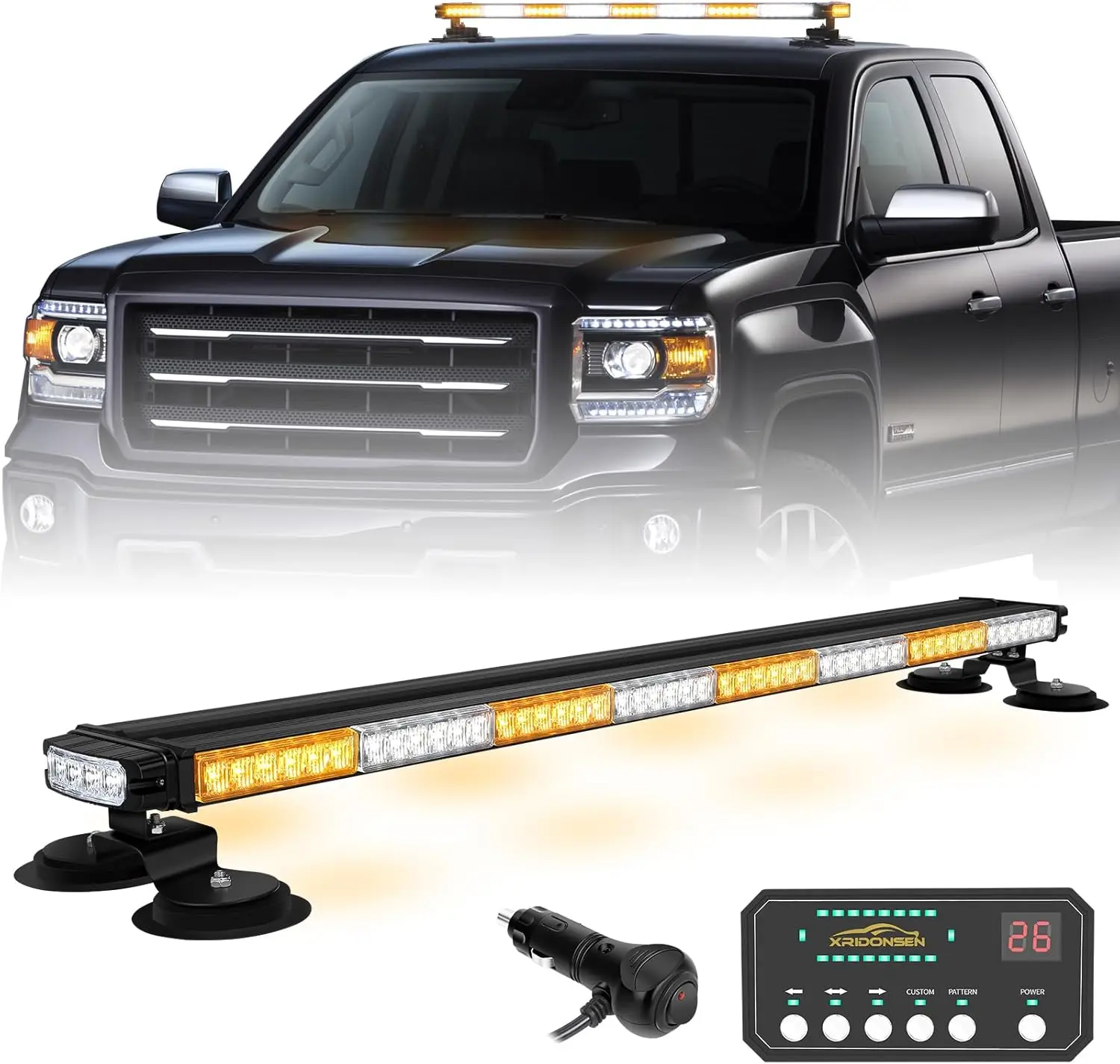 37" 104 LED Roof Strobe Light Bar Amber White Emergency Traffic Advisor with Magnetic Mount for Trucks
37" 104 LED Roof Strobe Light Bar Amber White Emergency Traffic Advisor with Magnetic Mount for Trucks