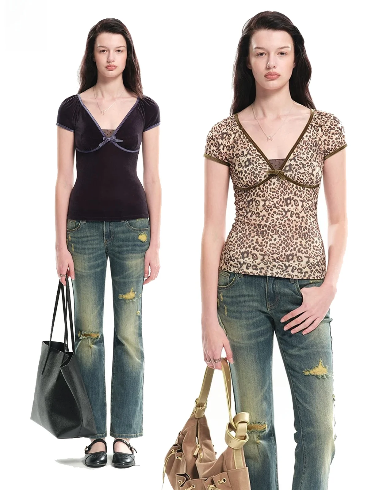 Dotyears Leopard Print Color Block Deep V Neck T Shirt Women's Casual Slim Fit Polyester Short Sleeve Fashion Top
Dotyears Leopard Print Color Block Deep V Neck T Shirt Women's Casual Slim Fit Polyester Short Sleeve Fashion Top