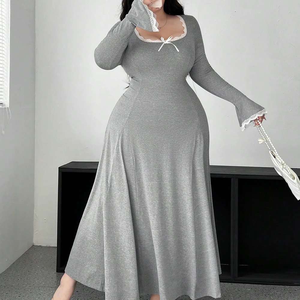 Plus Size Women's Fit Knit Dress U Neck Solid Colour Long Sleeve Casual Elegant Long Dress Polyester Material
Plus Size Women's Fit Knit Dress U Neck Solid Colour Long Sleeve Casual Elegant Long Dress Polyester Material