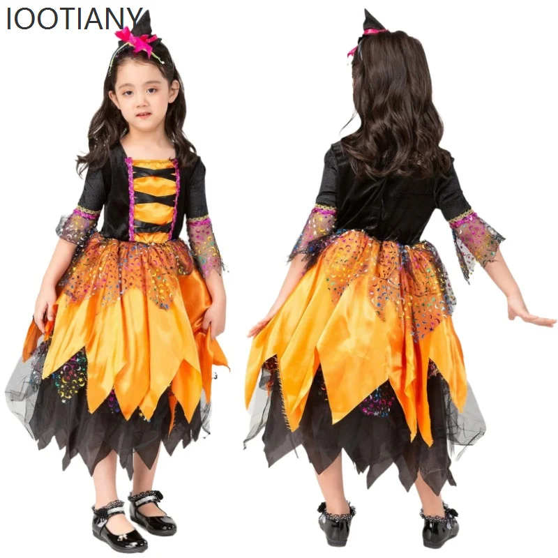 P, Children Halloween Girls Cute Pumpkin Dress Witch Cosplay Carnival Party Stage Drama Role Playing Hollow Costume Set New 2025
P, Children Halloween Girls Cute Pumpkin Dress Witch Cosplay Carnival Party Stage Drama Role Playing Hollow Costume Set New 2025