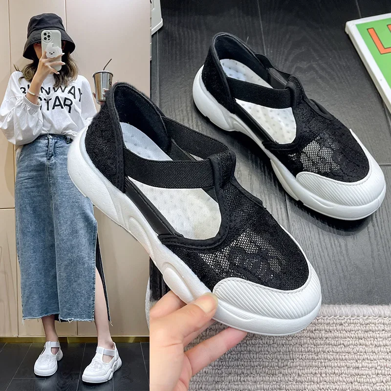 Lace White Shoes Women 2024 Summer New Thick Bottom Sandalias Mujer Breathable Flat Shoes Comfort Versatile Casual Shoes Tenis
Lace White Shoes Women 2024 Summer New Thick Bottom Sandalias Mujer Breathable Flat Shoes Comfort Versatile Casual Shoes Tenis