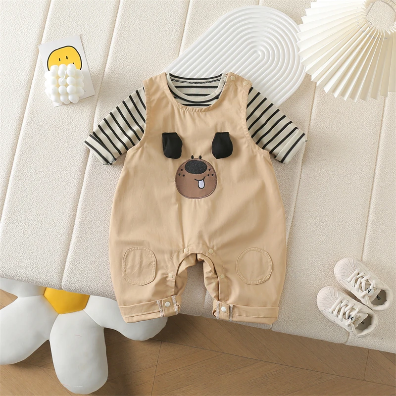 Spring Faion Baby Clothes Set Long Sve Single Layer Striped Onesie with Bibs Cartoon Print Long Pants Two Piece Suit
Spring Faion Baby Clothes Set Long Sve Single Layer Striped Onesie with Bibs Cartoon Print Long Pants Two Piece Suit