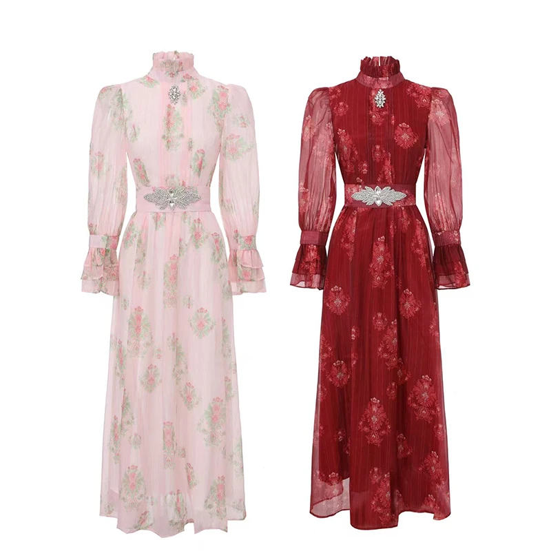 Elegant Chiffon Floral Print Long Dress for Women Stand Neck Flare Sleeve Maxi Beach Party Formal Dress Ladies
Elegant Chiffon Floral Print Long Dress for Women Stand Neck Flare Sleeve Maxi Beach Party Formal Dress Ladies