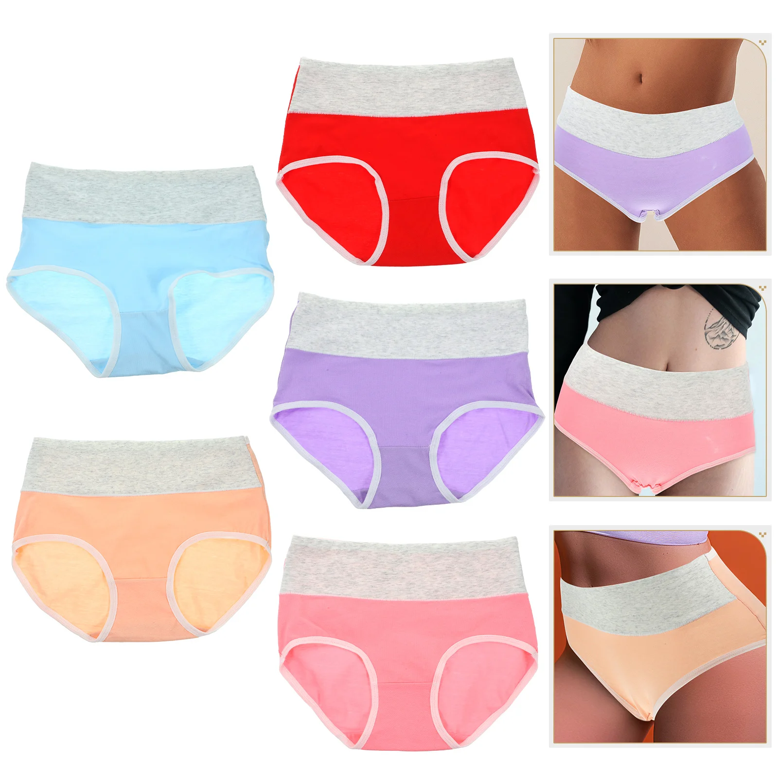 5 Pcs Women's High Waist Pants for Solid Color Briefs Cotton Stretch Panties Underpants Seamless Charming Miss
5 Pcs Women's High Waist Pants for Solid Color Briefs Cotton Stretch Panties Underpants Seamless Charming Miss