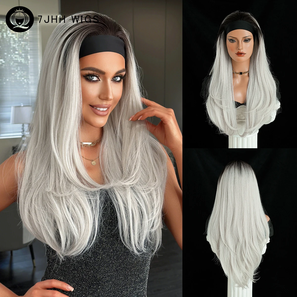 Long Straight Layered White Headband Wig for Women High Density Synthetic Heat-Resistant Headband Hairpiece Wig with Dark Roots
Long Straight Layered White Headband Wig for Women High Density Synthetic Heat-Resistant Headband Hairpiece Wig with Dark Roots