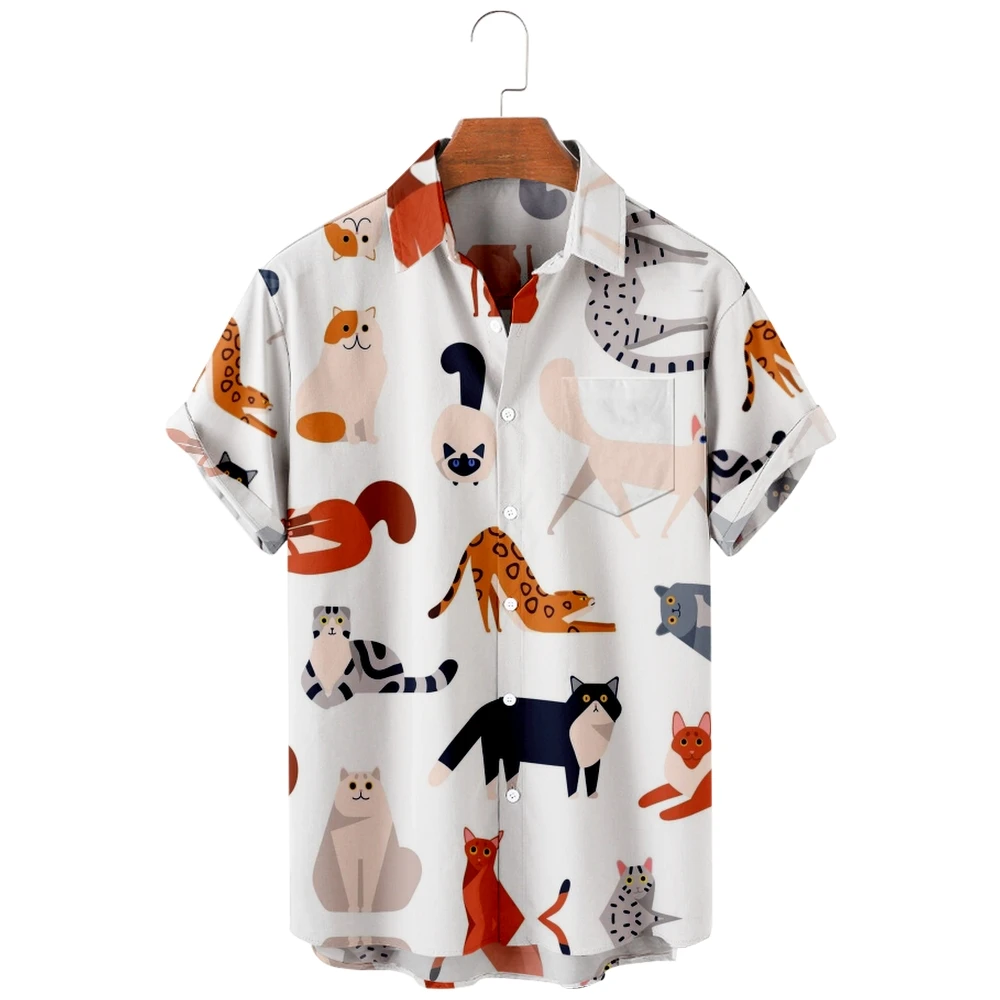 2022 new men's casual breathable short sleeve top fashion Lapel men's shirt Hawaii with beach pet cat
2022 new men's casual breathable short sleeve top fashion Lapel men's shirt Hawaii with beach pet cat