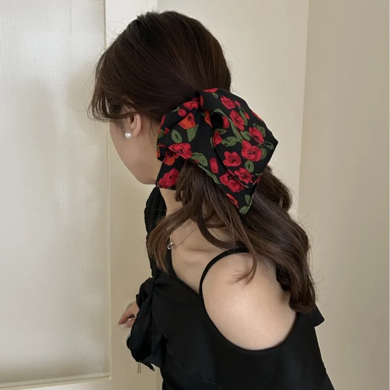 Big Black & Red Rose Pattern Hair Tie Korean Fashion Elastic Scrunchie Elegant Hair Accessories for Daily Outing and Vacation
Big Black & Red Rose Pattern Hair Tie Korean Fashion Elastic Scrunchie Elegant Hair Accessories for Daily Outing and Vacation