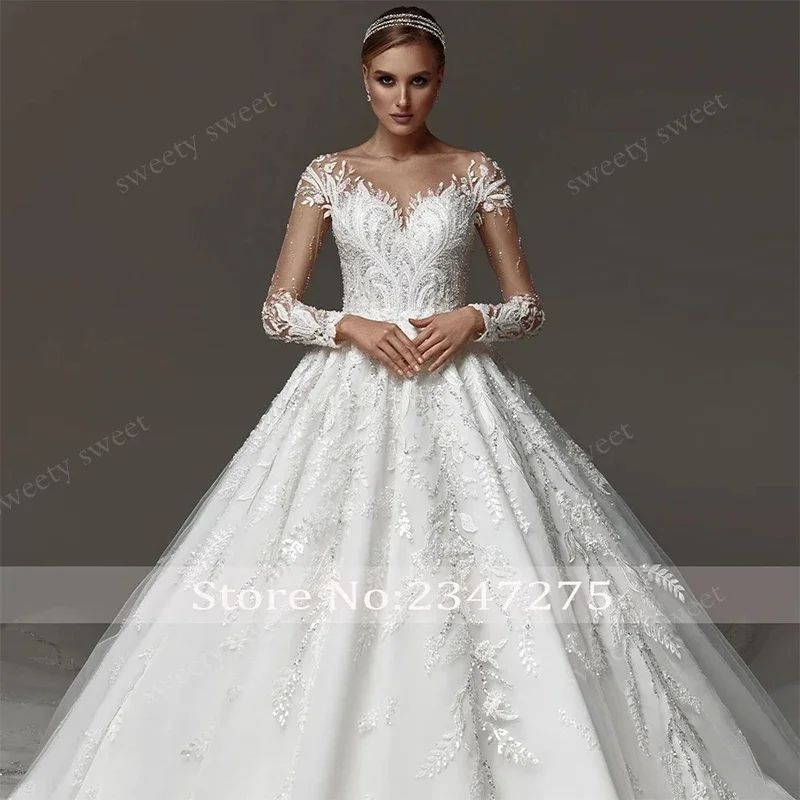 Vintage Wedding Dress Organza Lace With Embroidery Ball Gown Full Sleeve O-Neck Bride Dress Customized Button Robe De Mariee
Vintage Wedding Dress Organza Lace With Embroidery Ball Gown Full Sleeve O-Neck Bride Dress Customized Button Robe De Mariee