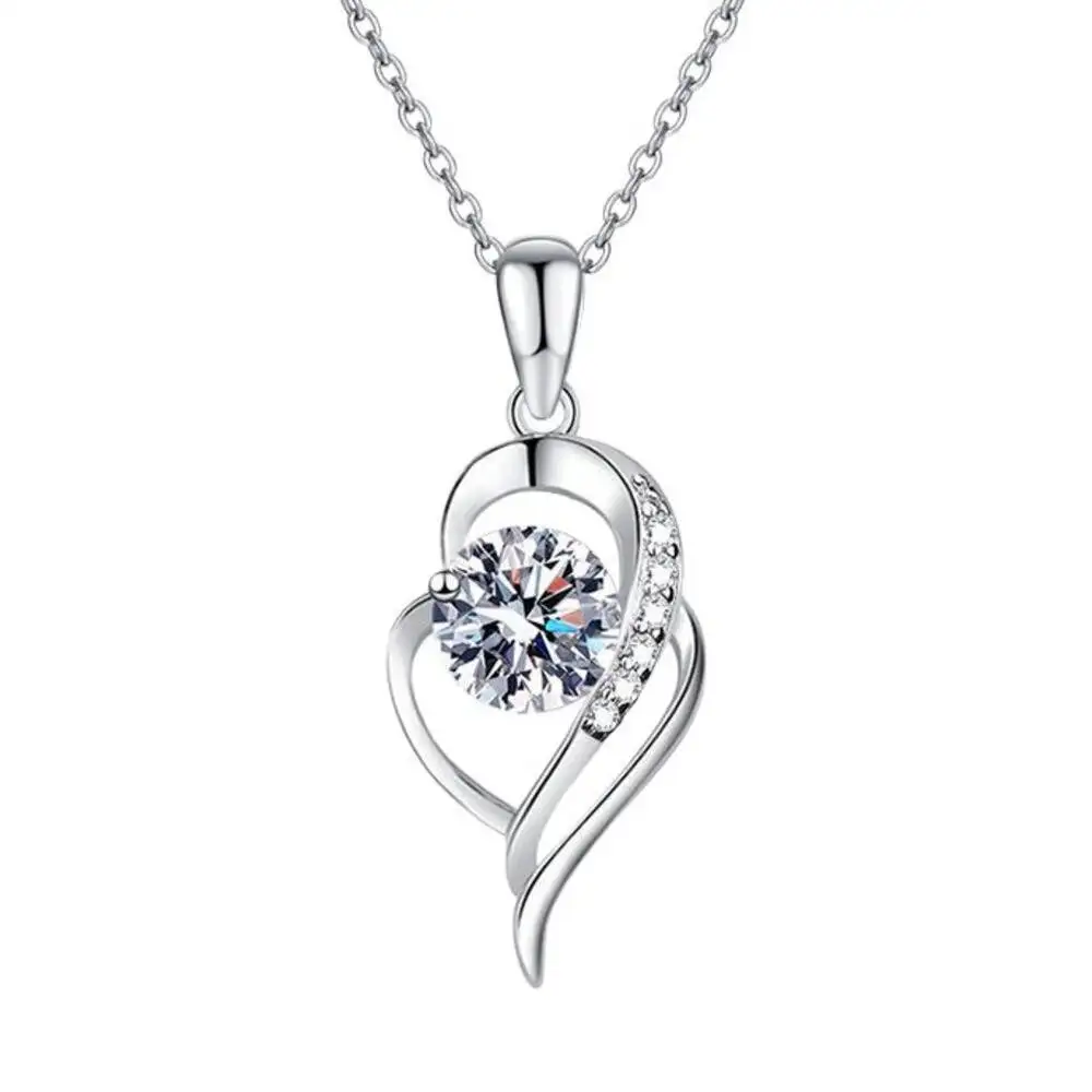 925 Sterling Silver Open Heart Pendant Necklace D VVS1 Round Cut Moissanite Love Charm Necklace For Women
925 Sterling Silver Open Heart Pendant Necklace D VVS1 Round Cut Moissanite Love Charm Necklace For Women