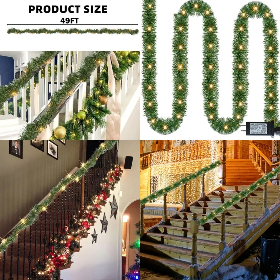 50 FT Christmas Green Garland, 150 LED Pre-lit Lights Lighted Artificial Pine Garlands, for Indoor Outdoor Gate Home Winter Hol
50 FT Christmas Green Garland, 150 LED Pre-lit Lights Lighted Artificial Pine Garlands, for Indoor Outdoor Gate Home Winter Hol