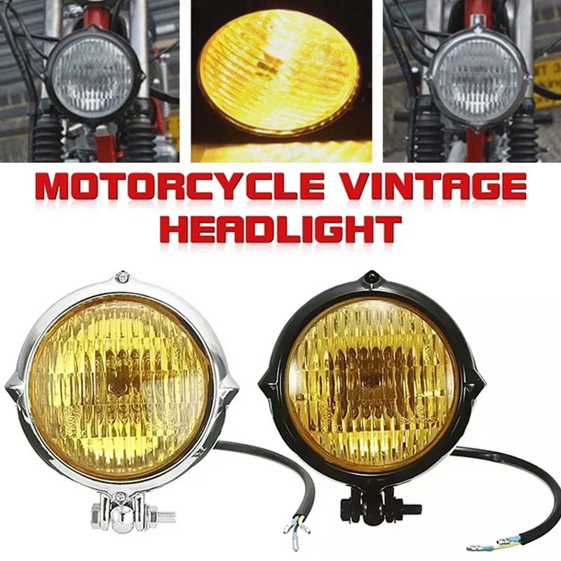 Motorcycle LED Headlight H4 Chrome Electroplating Yellow Lamp Custom Fit for Harley Bobber Chopper Bikes
Motorcycle LED Headlight H4 Chrome Electroplating Yellow Lamp Custom Fit for Harley Bobber Chopper Bikes