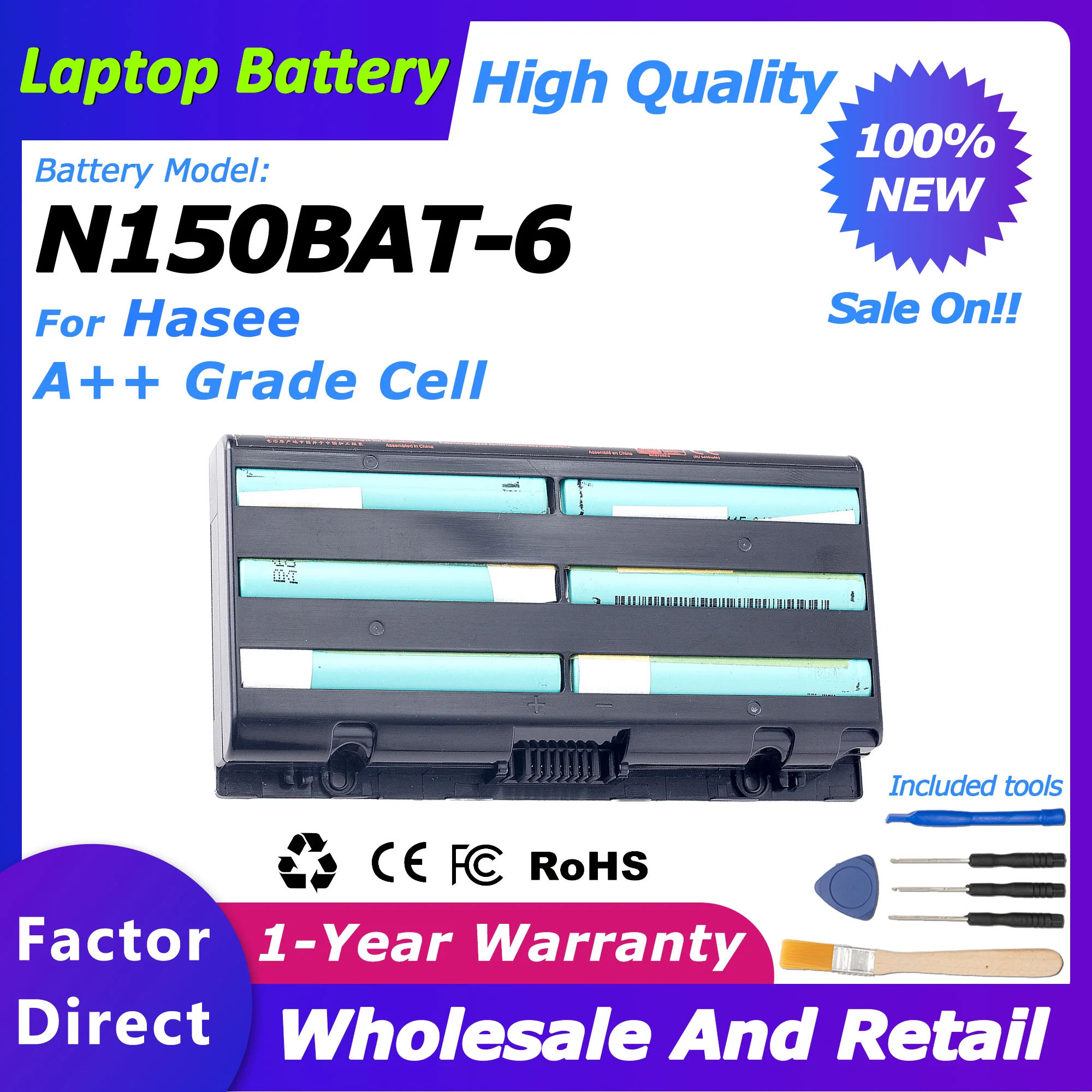 N150BAT-6 New Laptop Battery For Clevo N155SD N150SD N150SD series NP7155 NP7170 XMG A505 A726 Battery 5585mah/62wh
N150BAT-6 New Laptop Battery For Clevo N155SD N150SD N150SD series NP7155 NP7170 XMG A505 A726 Battery 5585mah/62wh
