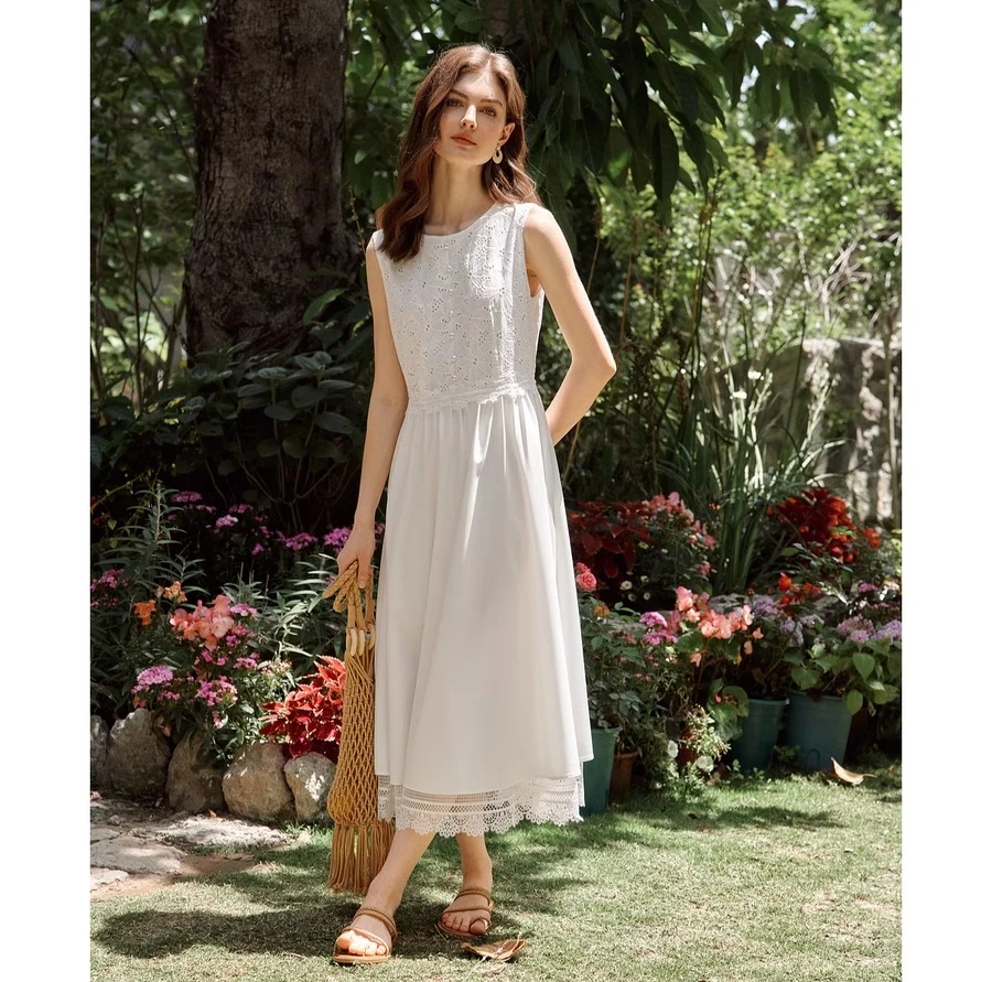 OLrain Women's Long Sleeveless Dress 2025 Summer White Lace Hollow 100% Cotton French Hollow A-Line Female Clothing O57XL99558
OLrain Women's Long Sleeveless Dress 2025 Summer White Lace Hollow 100% Cotton French Hollow A-Line Female Clothing O57XL99558