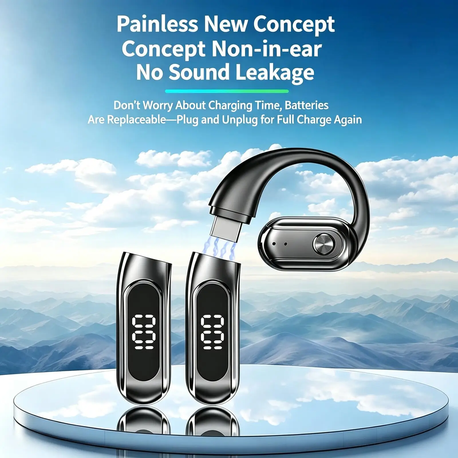 Single Ear Hook Bluetooth Earphone, Replaceable Battery, HIFI Sound, LED Display, Long Battery Life for Business Office Driving
Single Ear Hook Bluetooth Earphone, Replaceable Battery, HIFI Sound, LED Display, Long Battery Life for Business Office Driving