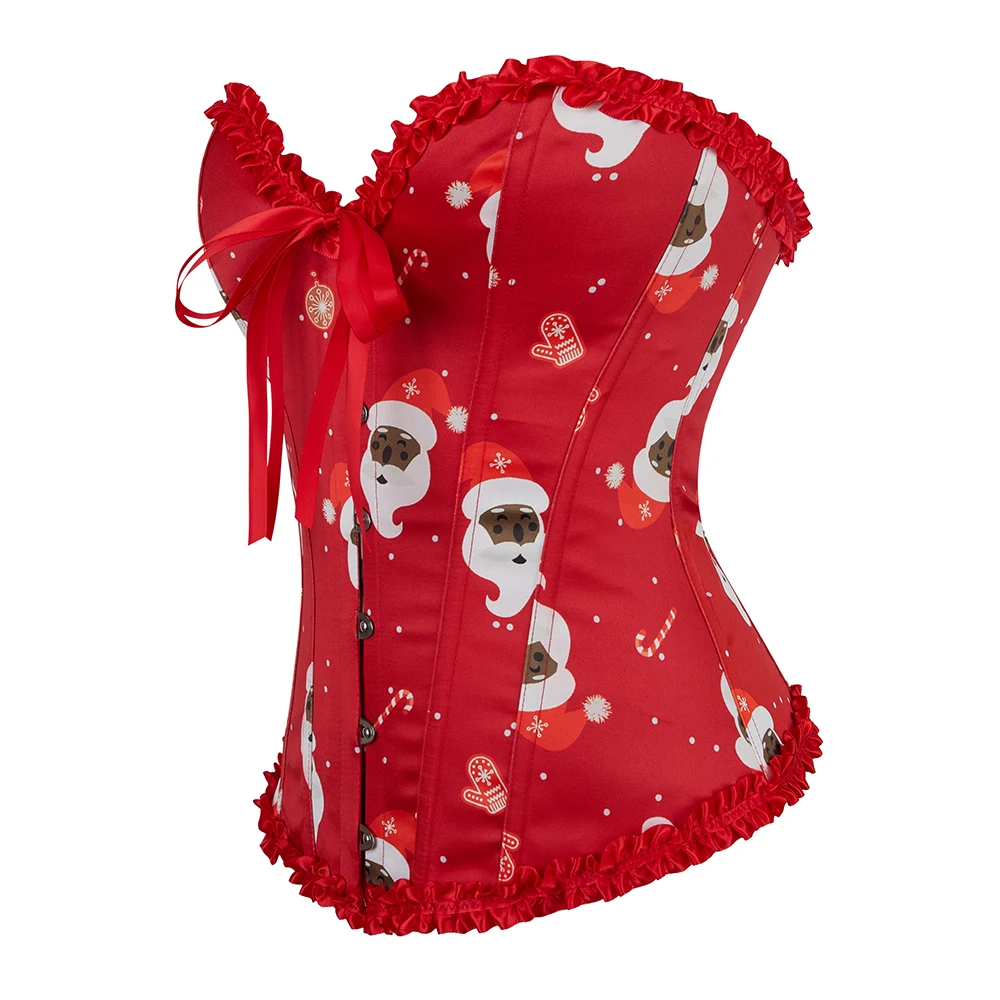 Christmas Overbust Corset Lace Trim Waist Bustier Top Santa Claus Corselet Xmas Costumes
Christmas Overbust Corset Lace Trim Waist Bustier Top Santa Claus Corselet Xmas Costumes