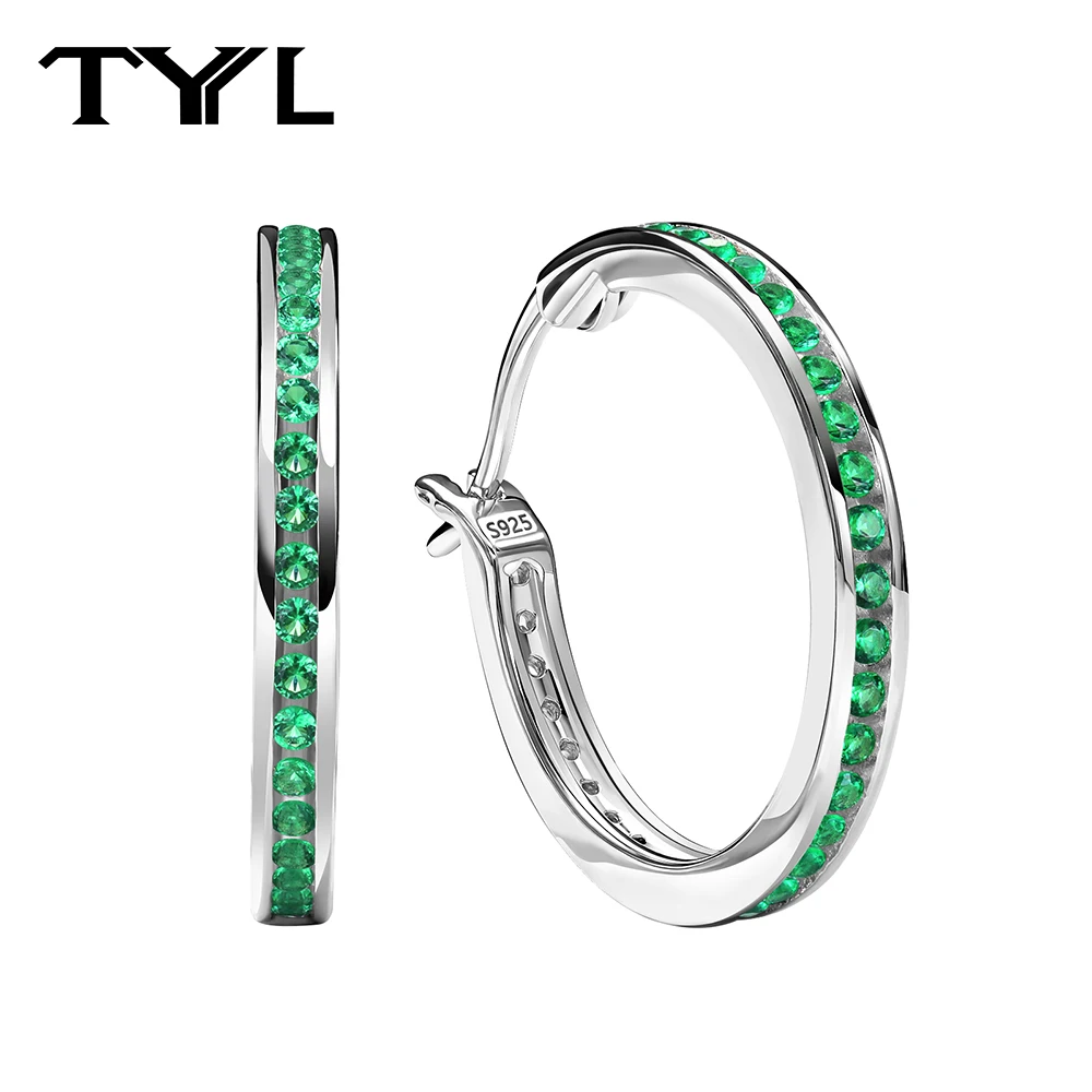 TYYL 20MM Green Gem Hoop Earrings for Women Lab Emerald/Sapphire/Ruby 925 Silver Hypoallergenic Hoops Daily Accessories Jewelry
TYYL 20MM Green Gem Hoop Earrings for Women Lab Emerald/Sapphire/Ruby 925 Silver Hypoallergenic Hoops Daily Accessories Jewelry