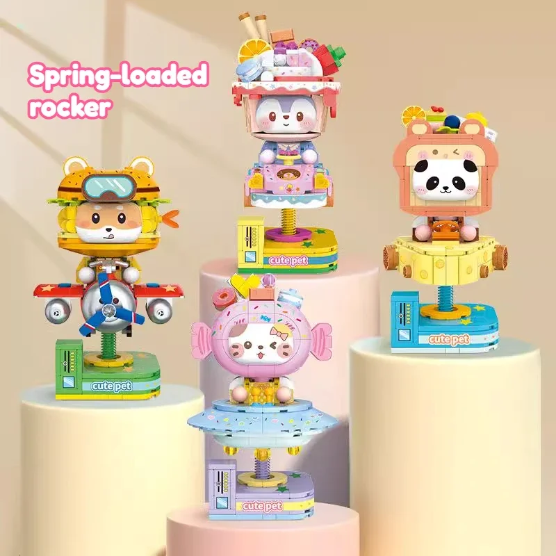 Cartoon animal spring rocking building block fun assembly cute shape children's puzzle toy desktop decoration
Cartoon animal spring rocking building block fun assembly cute shape children's puzzle toy desktop decoration