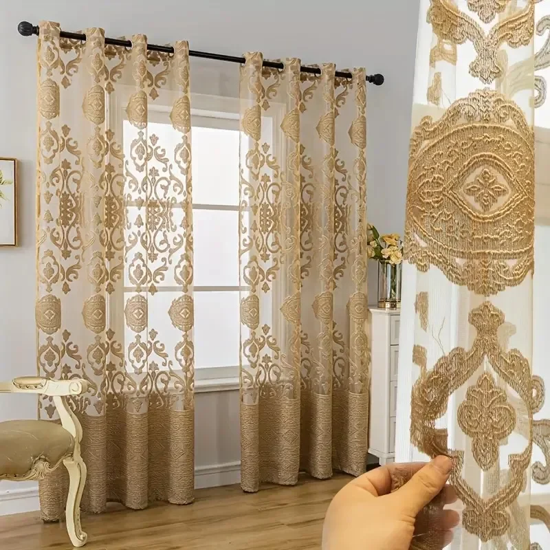 1pc Golden Jacquard European hollow-out Window Screen Tulle Curtains Window Treatment For Living Room Bedroom Balcony Home Decor
1pc Golden Jacquard European hollow-out Window Screen Tulle Curtains Window Treatment For Living Room Bedroom Balcony Home Decor
