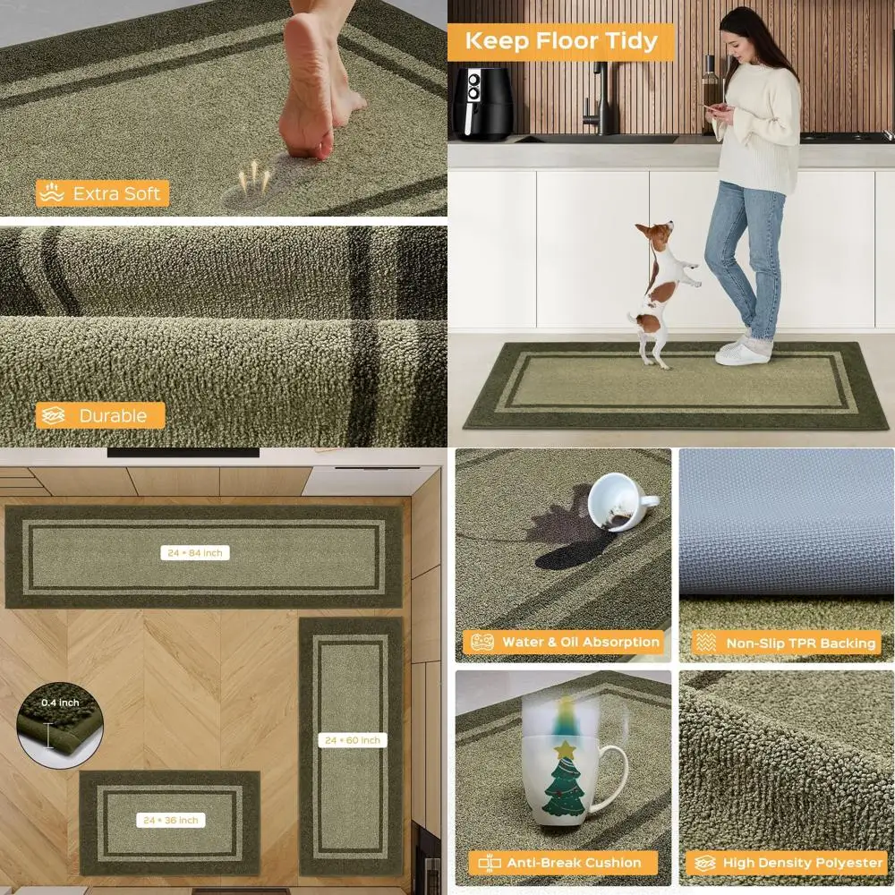 Set of 2 Kitchen Rugs (24x36 and 24x60), Non-Slip, Machine Washable, Absorbent Mats for Kitchen, Laundry, Hallway
Set of 2 Kitchen Rugs (24x36 and 24x60), Non-Slip, Machine Washable, Absorbent Mats for Kitchen, Laundry, Hallway