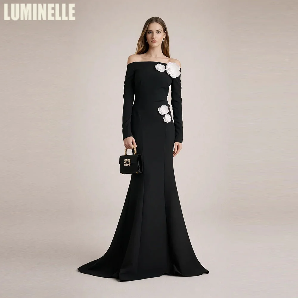 Crepe Black Floral Appliques Evening Dresses 2026 Mermaid Long Sleeve فساتين سهرة Floor Length Formal Prom Gowns Customized
Crepe Black Floral Appliques Evening Dresses 2026 Mermaid Long Sleeve فساتين سهرة Floor Length Formal Prom Gowns Customized