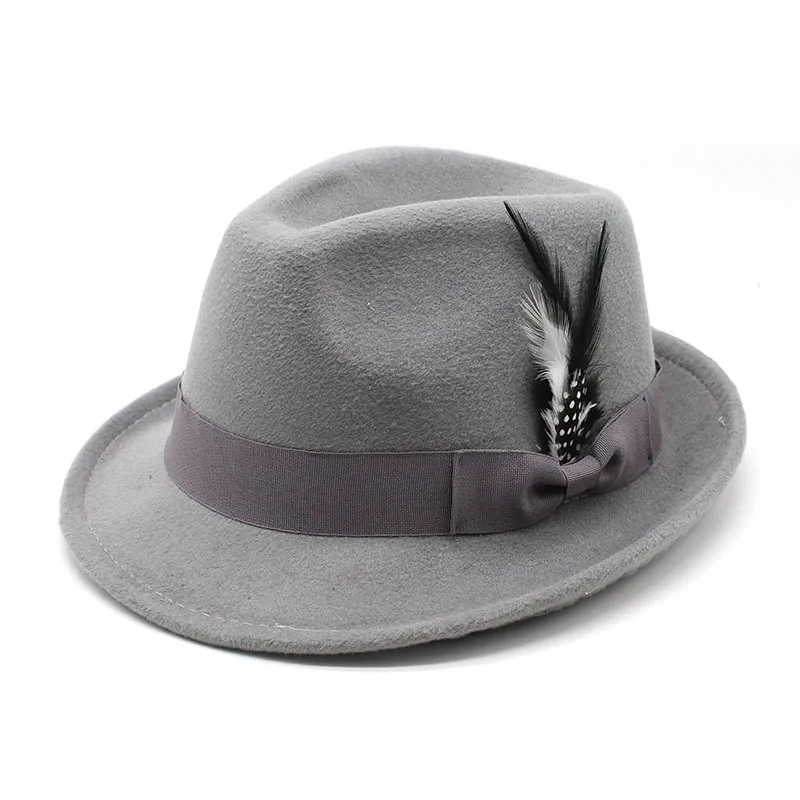 Mens Feather Felt Fedora Hat Small Brim Trilby European American Style for Casual Formal Wear
Mens Feather Felt Fedora Hat Small Brim Trilby European American Style for Casual Formal Wear