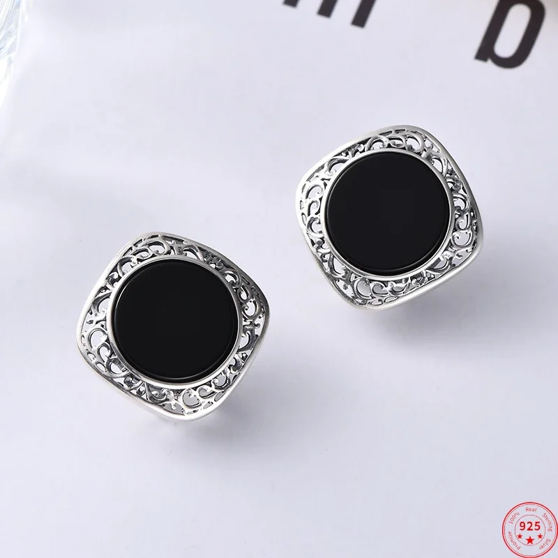 S925 Sterling Silver Studs Earring for Women Inlaid Black Agate Hollow Eternal Rattan Ear Studs Fashion Jewelry Wholesale
S925 Sterling Silver Studs Earring for Women Inlaid Black Agate Hollow Eternal Rattan Ear Studs Fashion Jewelry Wholesale