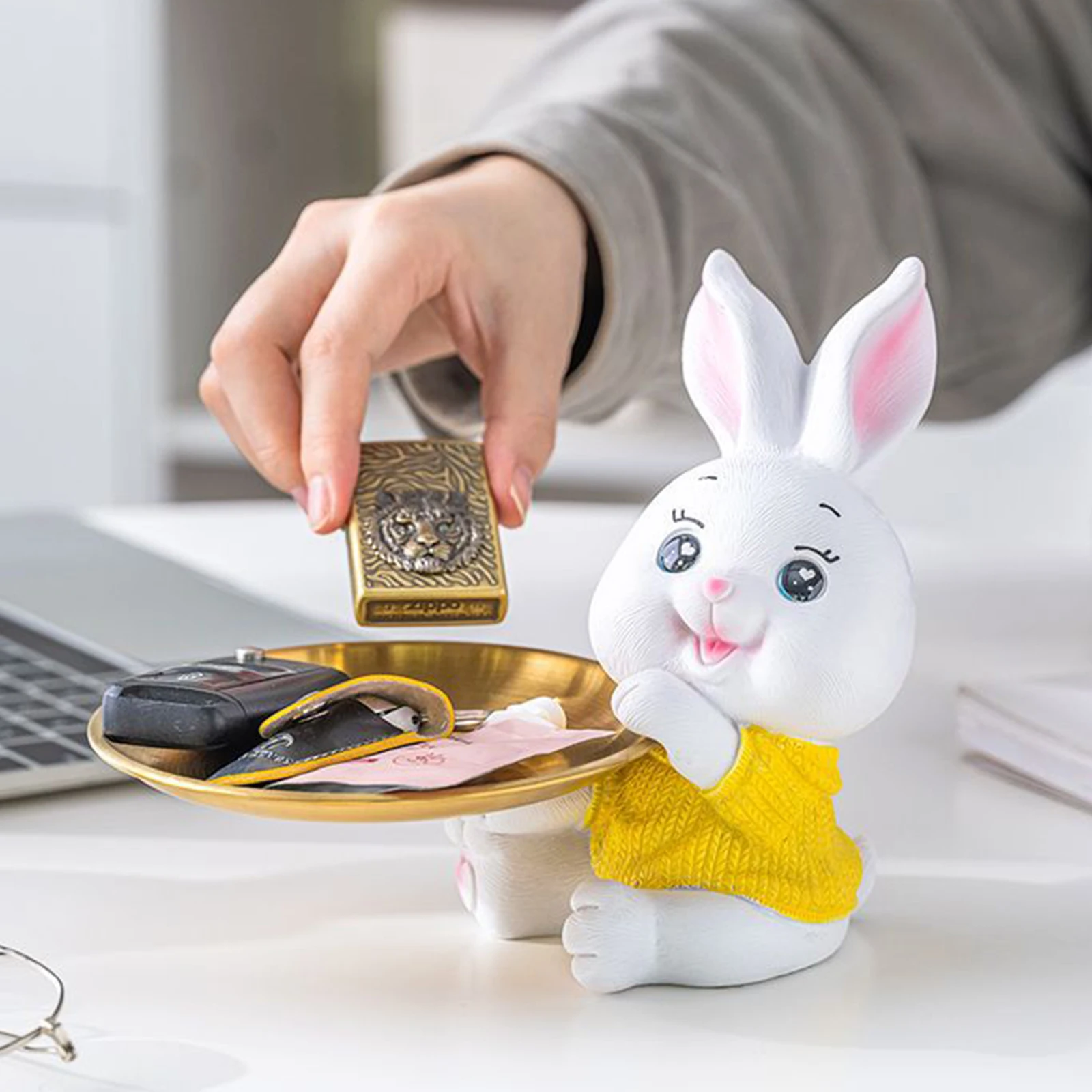 Rabbit Tray Storage Jewelry Dish Resin Bunny Decoration Multifunctional Ring Holder Desk ganizer Thickened Structure Inside
Rabbit Tray Storage Jewelry Dish Resin Bunny Decoration Multifunctional Ring Holder Desk ganizer Thickened Structure Inside
