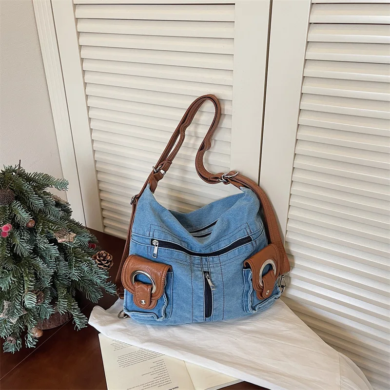 New Fashion Color Block Denim Shoulder Bag Large Capacity Unisex Casual Commuting Bag Retro Dual Use Backpack Crossbody Bag
New Fashion Color Block Denim Shoulder Bag Large Capacity Unisex Casual Commuting Bag Retro Dual Use Backpack Crossbody Bag
