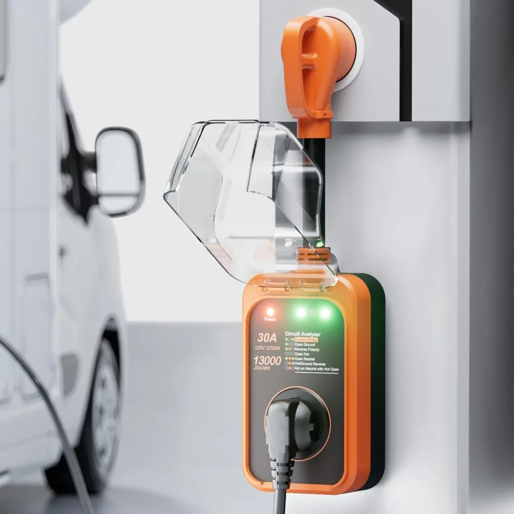 30-амперный сетевой фильтр для автофургонов с защитой 13000J, водонепроницаемый чехол для кемпинга и туристических прицепов
30-амперный сетевой фильтр для автофургонов с защитой 13000J, водонепроницаемый чехол для кемпинга и туристических прицепов