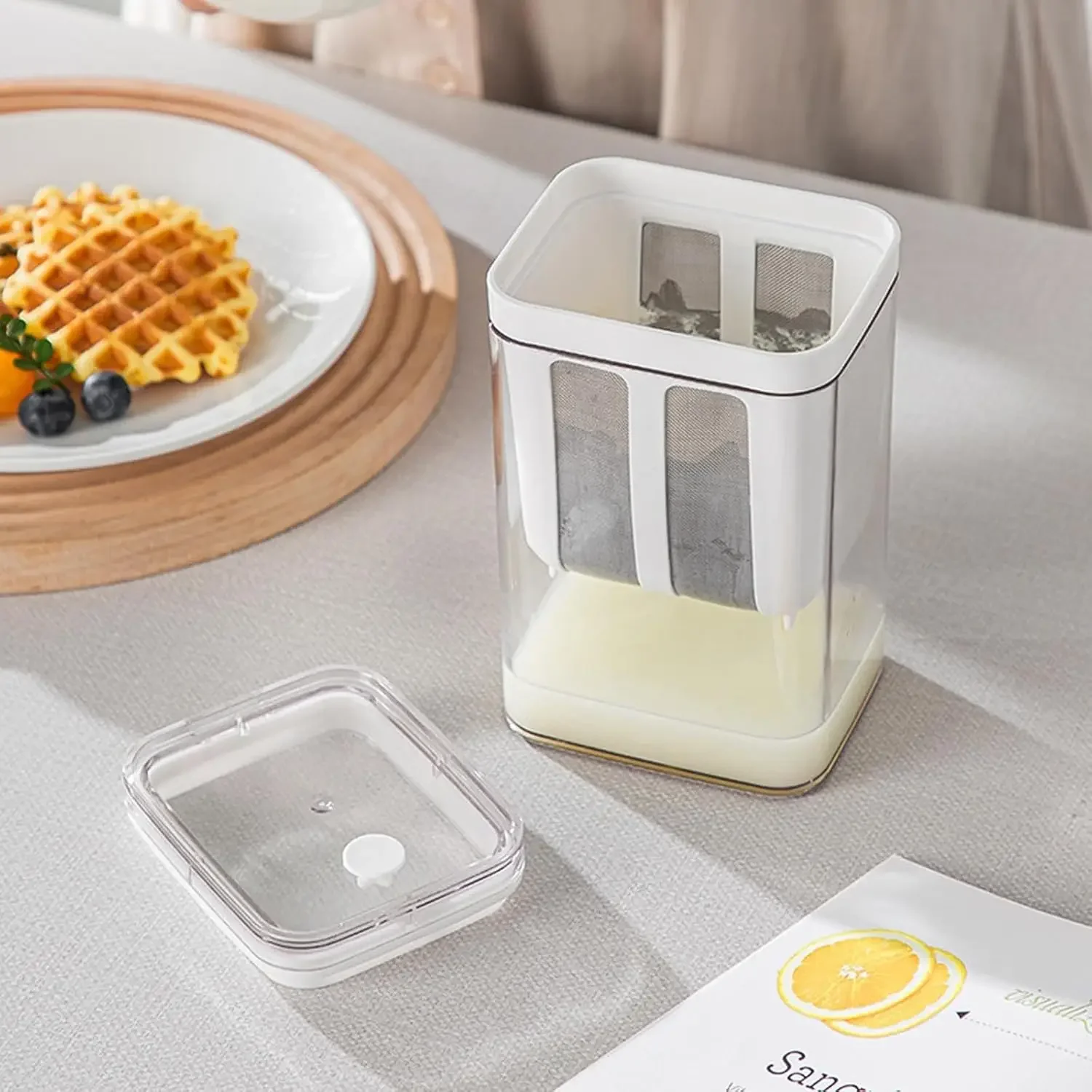 Greek Yogurt Strainer Maker with Fine Mesh Lid Multi-Purpose for Thick Greek Yogurt Soy Milk Kefir Berries Soup - Kitchen Strain
Greek Yogurt Strainer Maker with Fine Mesh Lid Multi-Purpose for Thick Greek Yogurt Soy Milk Kefir Berries Soup - Kitchen Strain