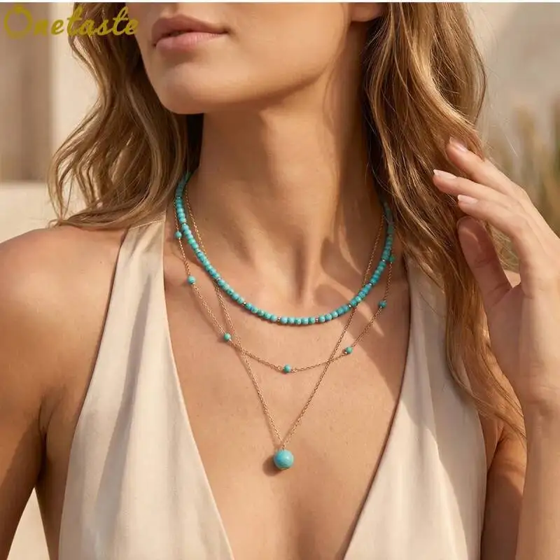 S925 Silver Turquoise Multilayered Beaded Chain Station Necklace For Women Big Round Bead Charm Stackable Necklace Party Gift
S925 Silver Turquoise Multilayered Beaded Chain Station Necklace For Women Big Round Bead Charm Stackable Necklace Party Gift