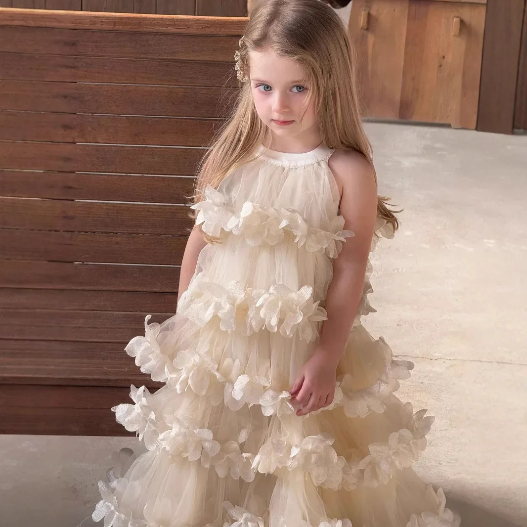2025 Spring Summer New Children Clothing Girls Neck Hanging Flower Layered Long Dress Korean Children Birthday Princess Dress
2025 Spring Summer New Children Clothing Girls Neck Hanging Flower Layered Long Dress Korean Children Birthday Princess Dress