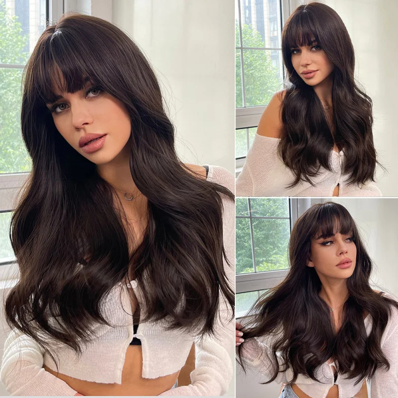 Long Brown with Bangs Wave Synthetic Wigs for Women
Long Brown with Bangs Wave Synthetic Wigs for Women
