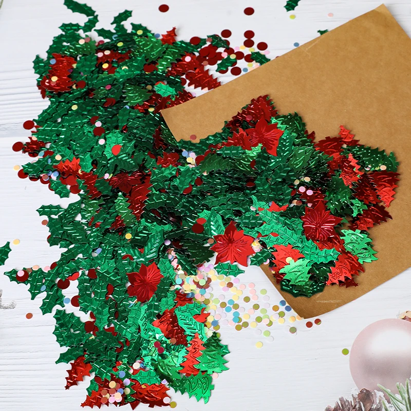 Mix Color Plastic Christmas Leaf Xmas Tree Ower Confetti Tinfoil Sequins Christmas Gift Table Xmas New Year Green Red Decors
Mix Color Plastic Christmas Leaf Xmas Tree Ower Confetti Tinfoil Sequins Christmas Gift Table Xmas New Year Green Red Decors