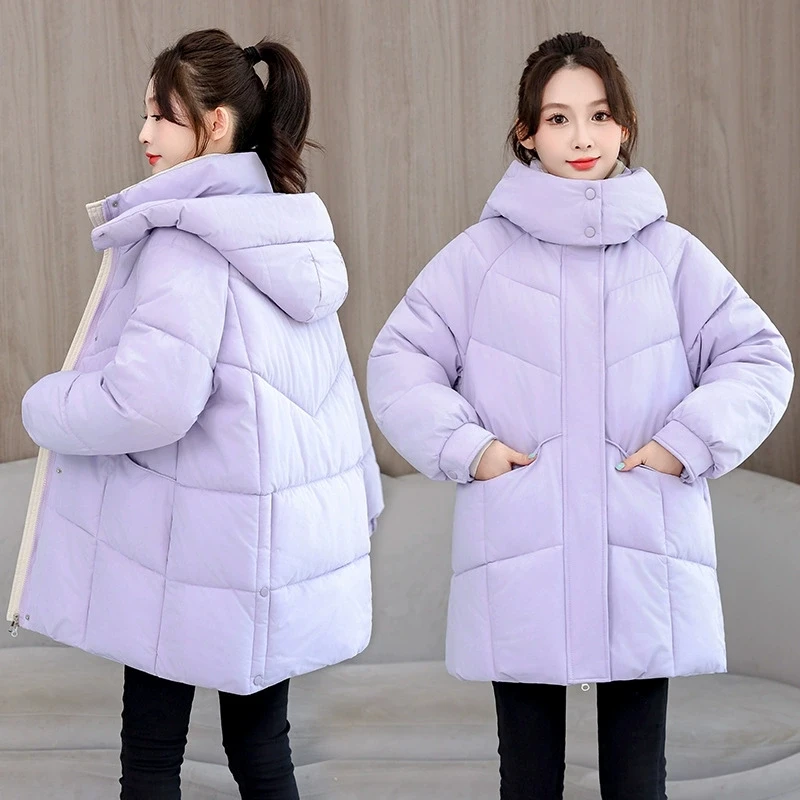2025 New Women Hooded Cotton Coat Korean Loose Mid-Length Warm Thicken Cotton Padded Jacket Women Winter Long Parkas Outwear
2025 New Women Hooded Cotton Coat Korean Loose Mid-Length Warm Thicken Cotton Padded Jacket Women Winter Long Parkas Outwear