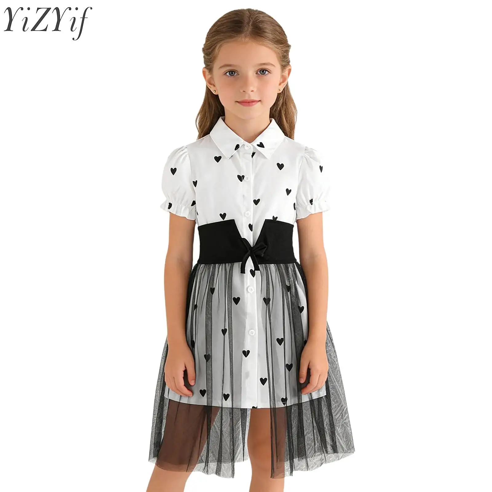 Kids Girls Heart Printed Dress Short Puff Sleeves Dress with Tulle Skirt for Birthday Themed Party Summer Holiday Photography
Kids Girls Heart Printed Dress Short Puff Sleeves Dress with Tulle Skirt for Birthday Themed Party Summer Holiday Photography