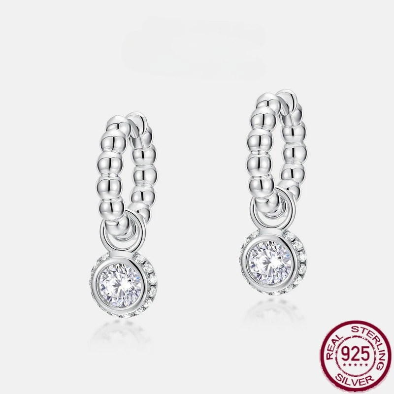 New S925 Pure Silver Sparkling Moissan Inlaid Color Diamond Earrings Simple, Fashionable, Versatile Wedding Jewelry
New S925 Pure Silver Sparkling Moissan Inlaid Color Diamond Earrings Simple, Fashionable, Versatile Wedding Jewelry
