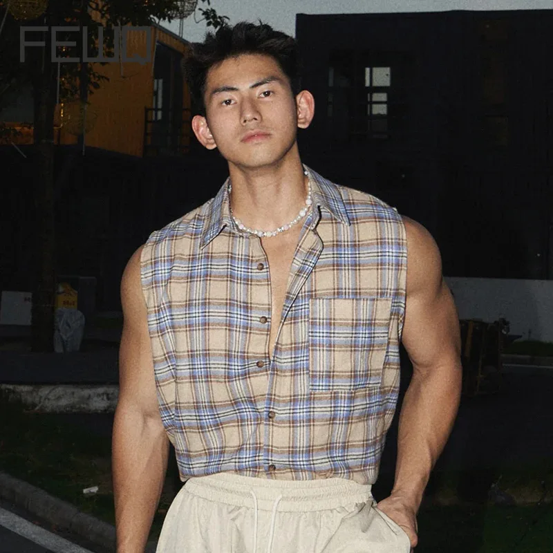 FEWQ Summer American Shirt Vest Men's Casual High Street 2024 Turn-down Collar Single Breasted Sleeveless Male Tops 24E1856
FEWQ Summer American Shirt Vest Men's Casual High Street 2024 Turn-down Collar Single Breasted Sleeveless Male Tops 24E1856