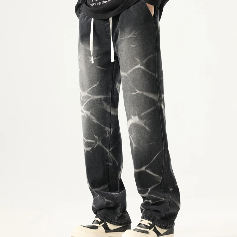 Men's Black Non-Stretch Jeans Elastic Waist Drawstring Design Loose Straight Casual Long Pants
Men's Black Non-Stretch Jeans Elastic Waist Drawstring Design Loose Straight Casual Long Pants