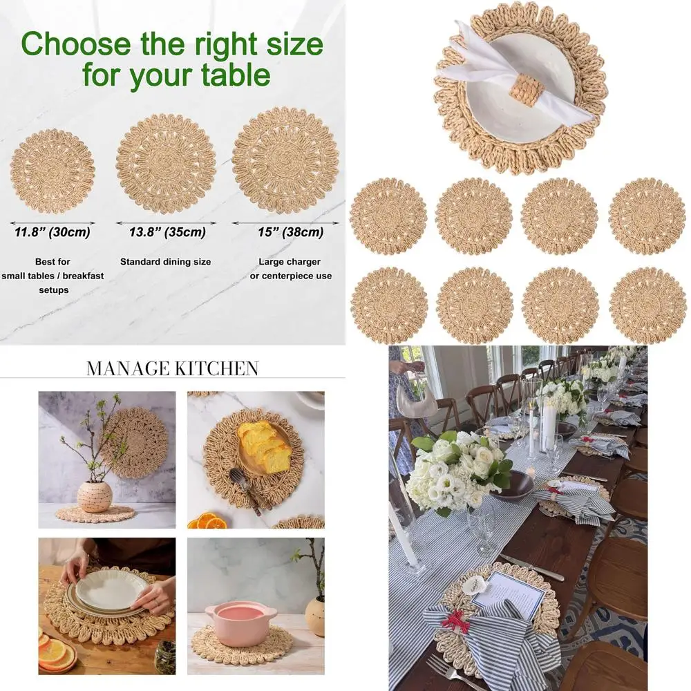 Set of 8 13.8 Bohemian Rattan Round Placemats | Natural Wicker Table Mats for Farmhouse Style | Perfect for Weddings, Parties, a
Set of 8 13.8 Bohemian Rattan Round Placemats | Natural Wicker Table Mats for Farmhouse Style | Perfect for Weddings, Parties, a